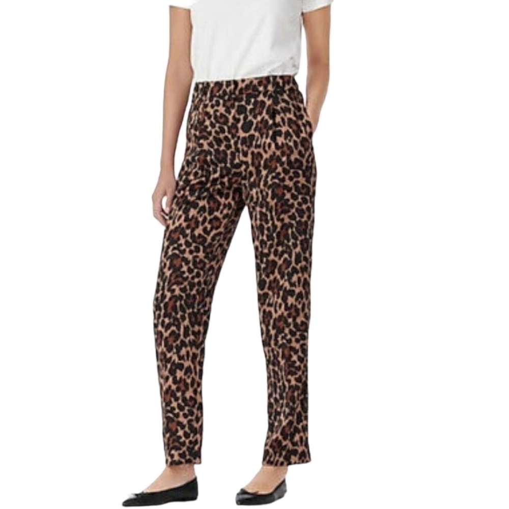 J. Crew high rise trouser in leopard size 4